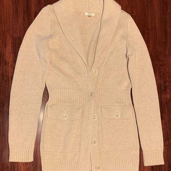Fossil Beige Button Down Sweater 💙 with Collar - Picture 2 of 7
